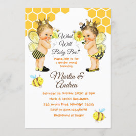 Cute Little Bee Gender Reveal Bee Party Inbjudningar