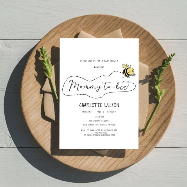 Cute Little Bee-Mamma till Bee Baby Shower Inbjudningar (Skapare uppladdad)