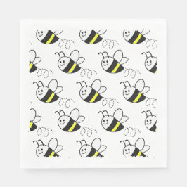 Cute Little Bee Mönster White Baby Shower Pappersservett