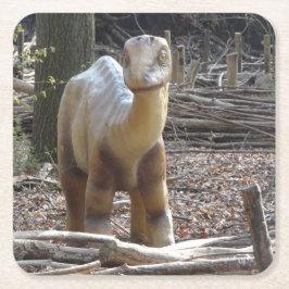 Cute Little Beige Dinosaur Underlägg Papper Kvadrat