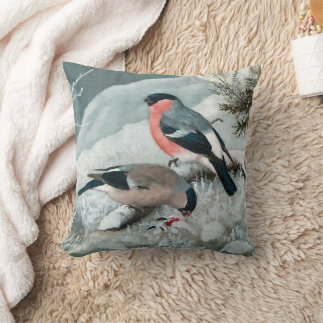 Cute Little bird-Bullfinch, Art Kudde (Filt)