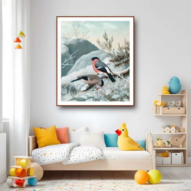 Cute Little bird-Bullfinch, Art Poster (Skapare uppladdad)