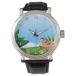 Cute Little Bird i Fält Armbandsur