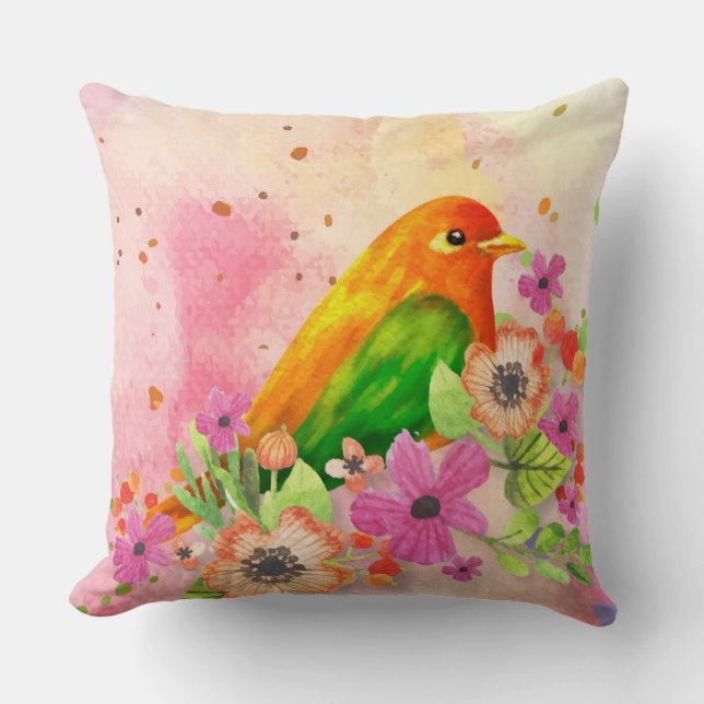 Cute Little Bird Pillow Kudde (Framsida)