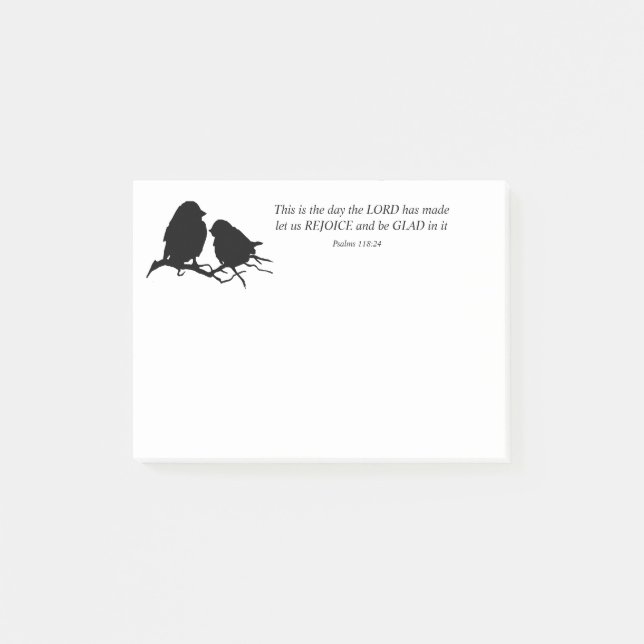 Cute Little Bird Silhouette inspirational Psalm Post-it Block (Framsida)