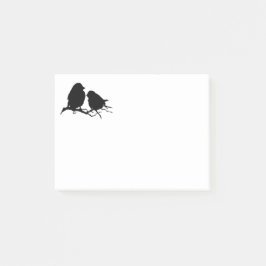 Cute Little Bird Silhouette svart vit Post-it Block