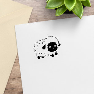 Cute Little Black Nged Sheep Ewe Stämpel