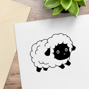 Cute Little Black Nged Sheep Lamb Stämpel