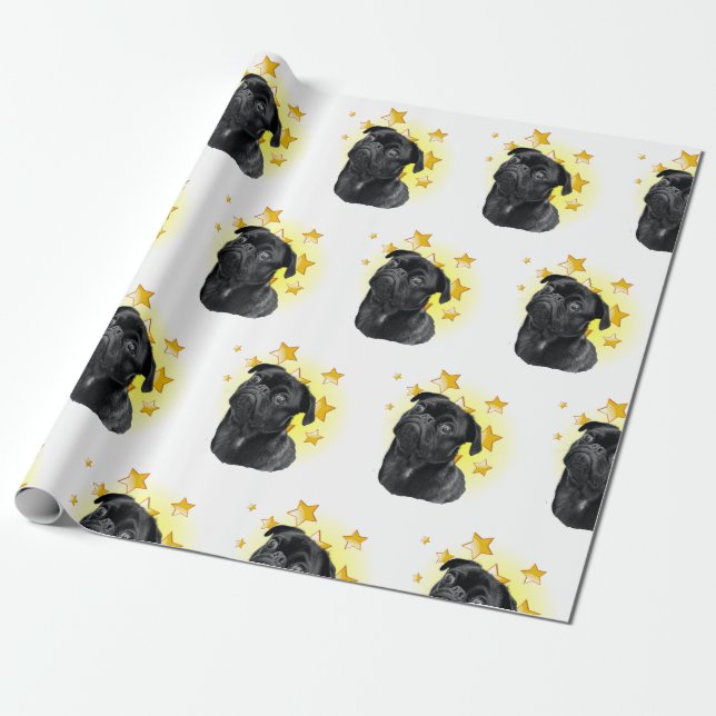 Cute Little Black Pug är en stjärna Presentpapper (Utrullad)