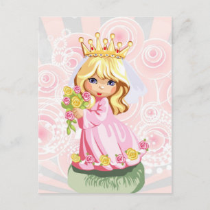 Cute Little blonde princess bar krona Vykort