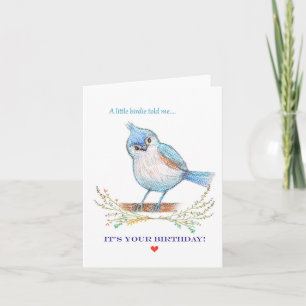 Cute Little Blue birdie sa att det är din födelsed Kort
