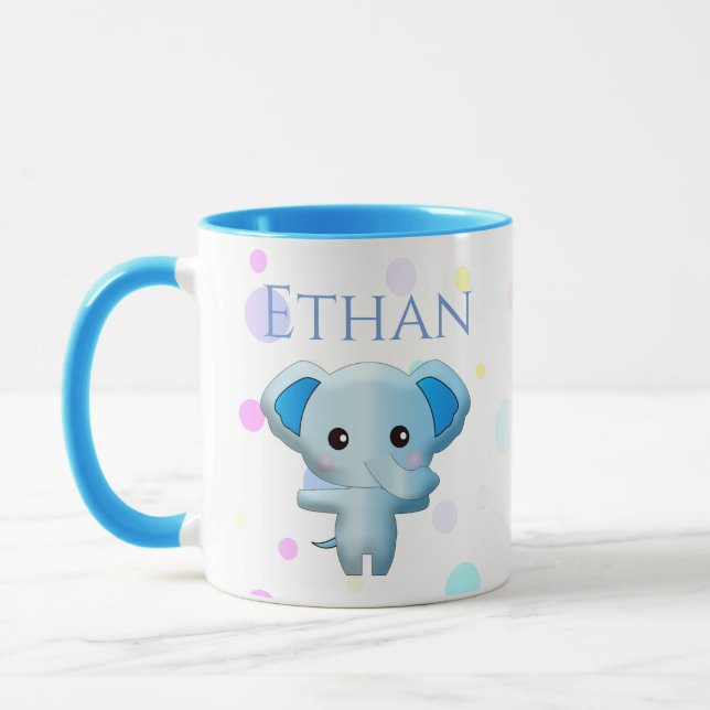Cute Little Blue Boy Elephant Mugg (Vänster)