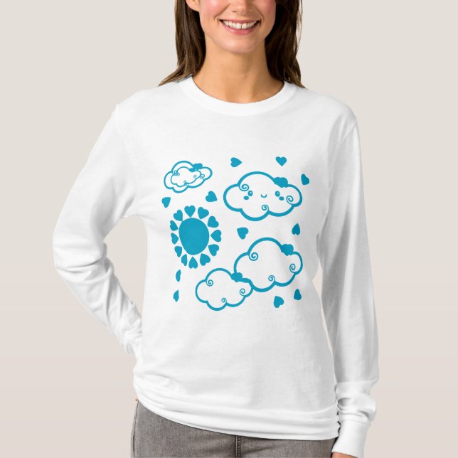 Cute Little Blue Cloud T Shirt (Framsida)