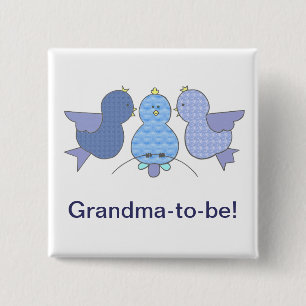 Cute Little Blue Grandma to be, Birds Baby Shower Knapp