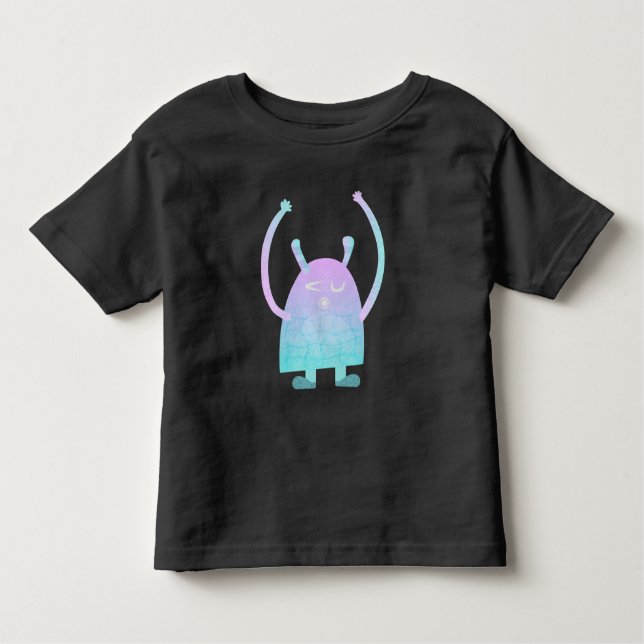 Cute Little Blue Monster T Shirt (Framsida)