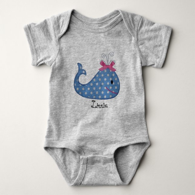 Cute Little Blue Whale Baby Bodykoste T Shirt (Framsida)