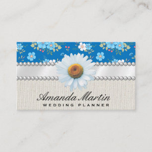 Cute Little Blue White Flowers Visitkort