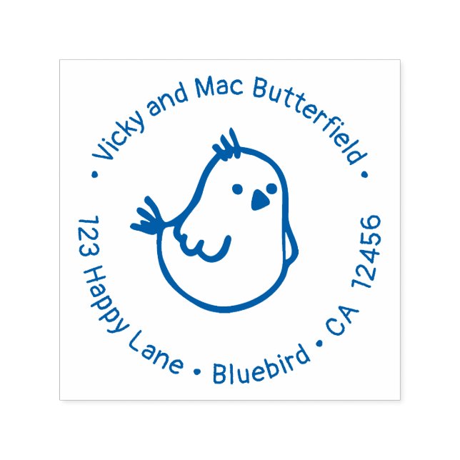 Cute Little Bluebird of Happiness Returadress Självfärgande Stämpel (Design)