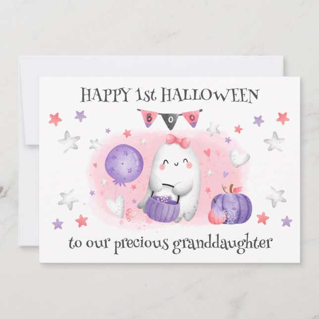 Cute Little Boo Baby Ghost 1st Halloween Card Meddelande (Framsida)