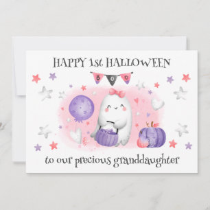 Cute Little Boo Baby Ghost 1st Halloween Card Meddelande