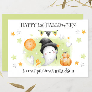 Cute Little Boo Baby Ghost 1st Halloween Card Meddelande