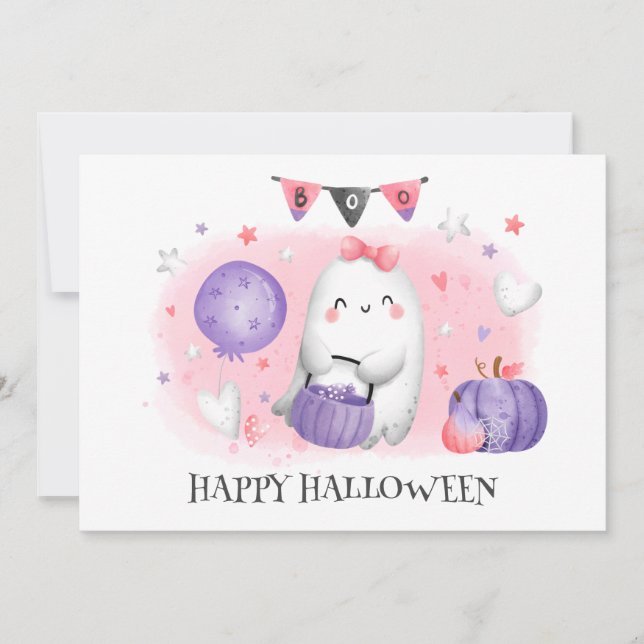 Cute Little Boo Baby Halloween Card Meddelande (Framsida)