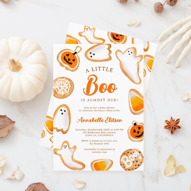 Cute Little boo cookies Halloween babydusch Inbjudningar (Cute little boo cookies Halloween baby shower Invitation)