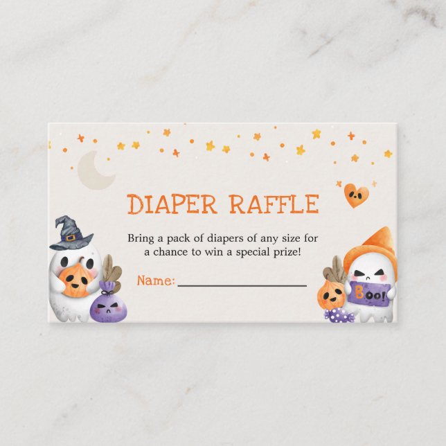 Cute Little Boo Ghost Diaper Raffle Tilläggskort (Framsida)