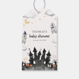 Cute Little Boo Ghost House Baby Shower Presentetikett