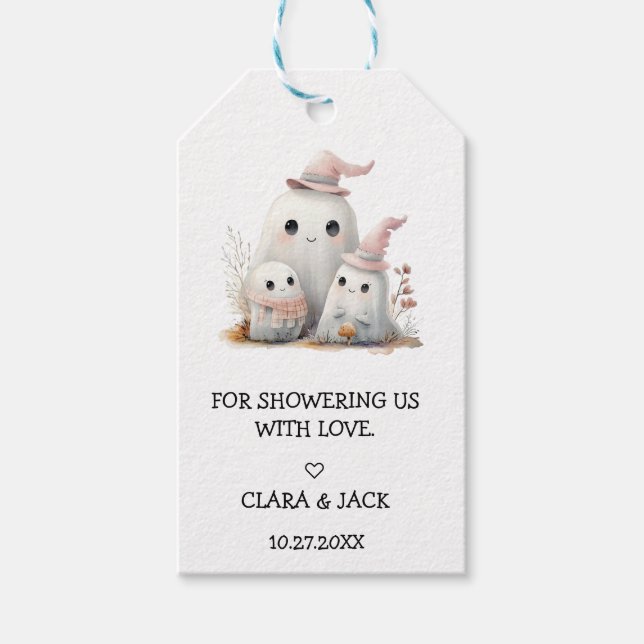 cute little boo girl First Halloween Baby shower Presentetikett (Framsidan)