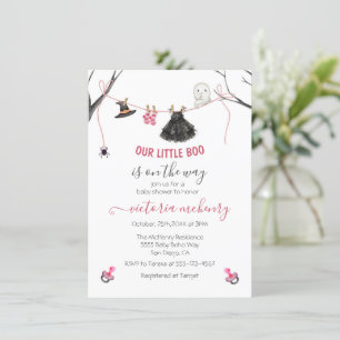 Cute Little Boo Halloween Ghost Baby Shower Inbjudningar