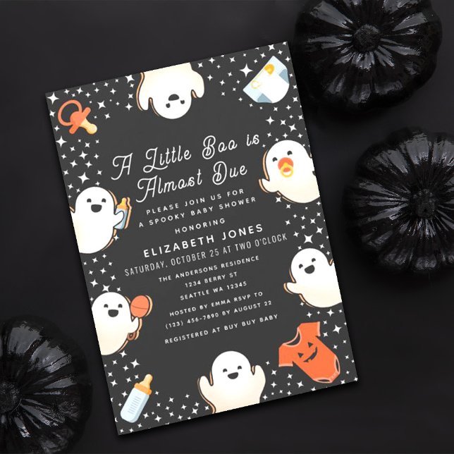 Cute Little Boo Halloween Ghost Baby Shower Inbjudningar (Skapare uppladdad)
