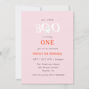 Cute Little Boo Halloween Ghost Girl 1st Birthday Inbjudningar