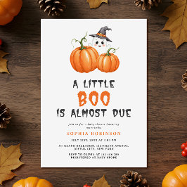 Cute Little Boo Halloween Pumpkin Baby Shower Inbjudningar