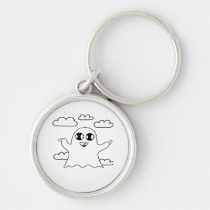 Cute Little Boo Kreativ Stil Rund Silverfärgad Nyckelring