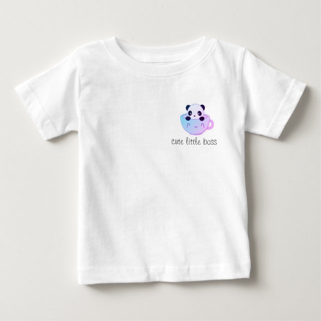 Cute Little Boss – Kawaii Panda in a Cup Sticker  T Shirt (Framsida)
