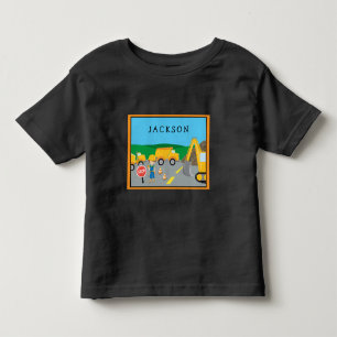 Cute Little Boy Construction Fordon Monogramme T Shirt
