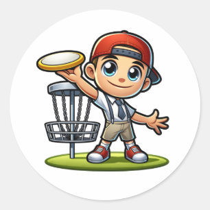 Cute Little Boy spelar Golf Runt Klistermärke