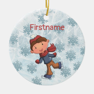 Cute Little boyice skridandes ornament