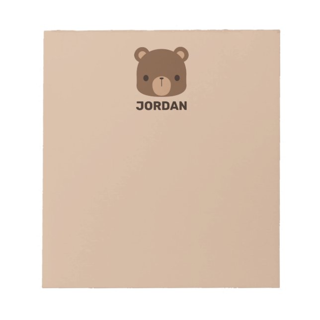 Cute Little Brown Bear med Personlig Namn Anteckningsblock (Framsida)