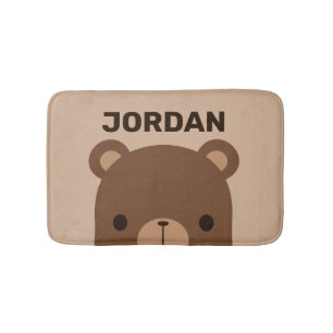 Cute Little Brown Bear med Personlig Namn Badrumsmatta