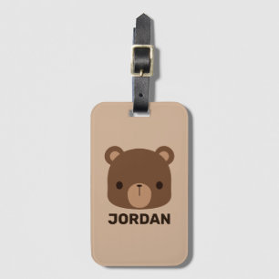 Cute Little Brown Bear med Personlig Namn Bagagebricka