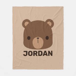 Cute Little Brown Bear med Personlig Namn Fleecefilt