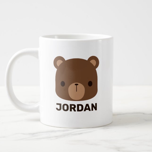 Cute Little Brown Bear med Personlig Namn Jumbo Mugg (Vänster)