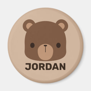 Cute Little Brown Bear med Personlig Namn Magnet