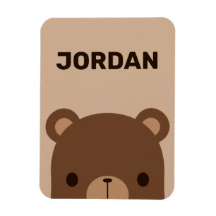 Cute Little Brown Bear med Personlig Namn Magnet