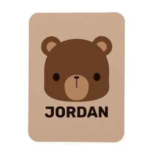 Cute Little Brown Bear med Personlig Namn Magnet