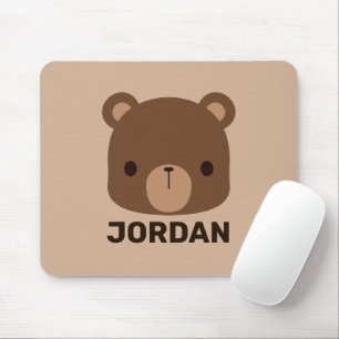 Cute Little Brown Bear med Personlig Namn Musmatta
