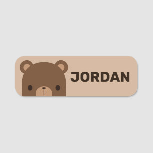 Cute Little Brown Bear med Personlig Namn Namnbricka