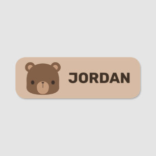 Cute Little Brown Bear med Personlig Namn Namnbricka